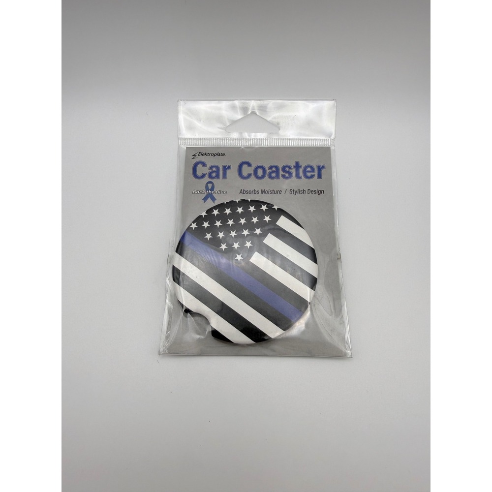 Back the Blue Absorbent Car Coaster Thin Blue Line American Flag POLICE